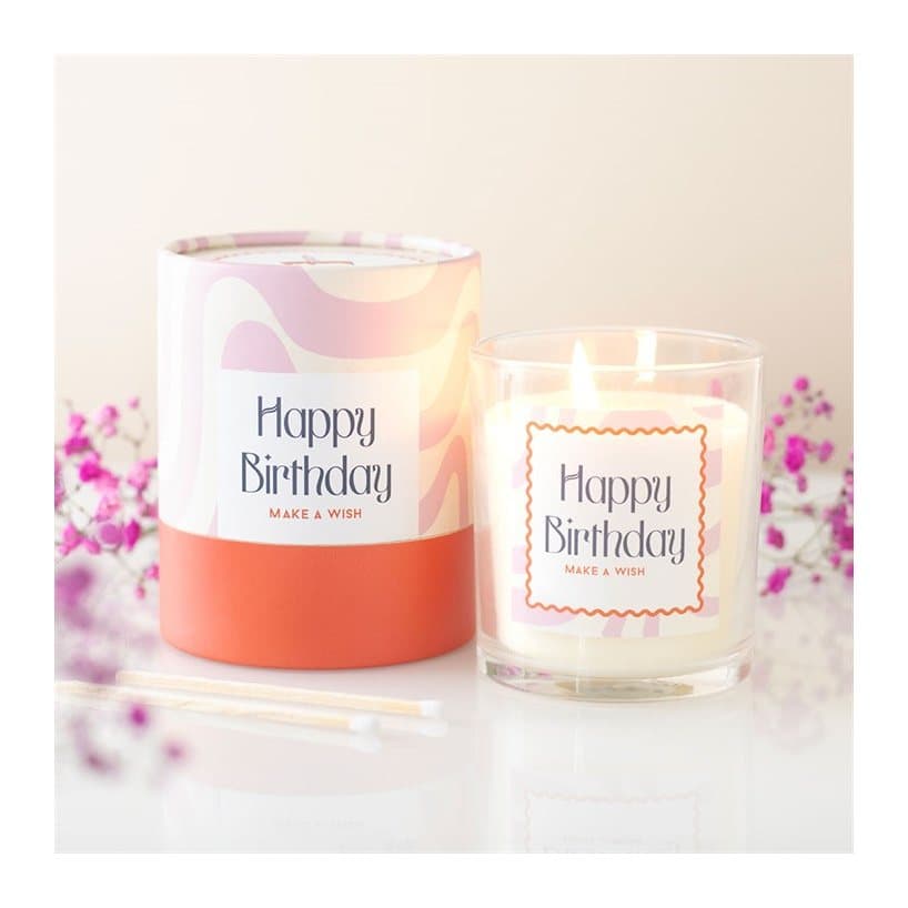 Happy Birthday vanilla cake candle