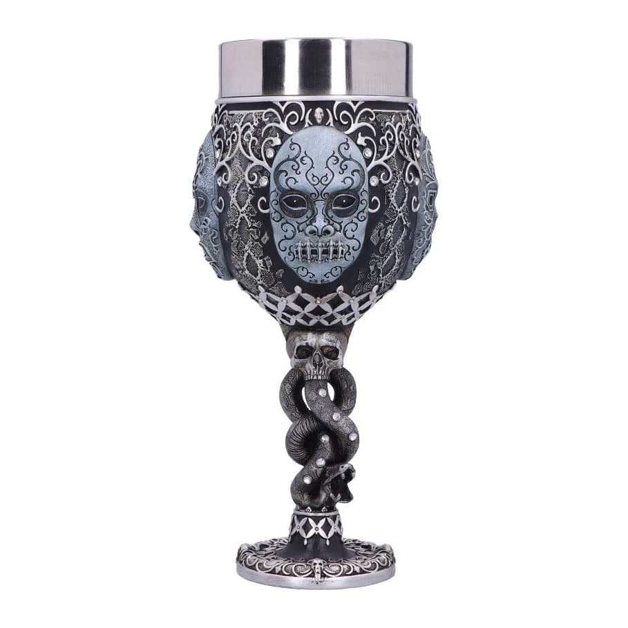 Harry Potter Death Eater goblet with hooded masks and a serpent stem