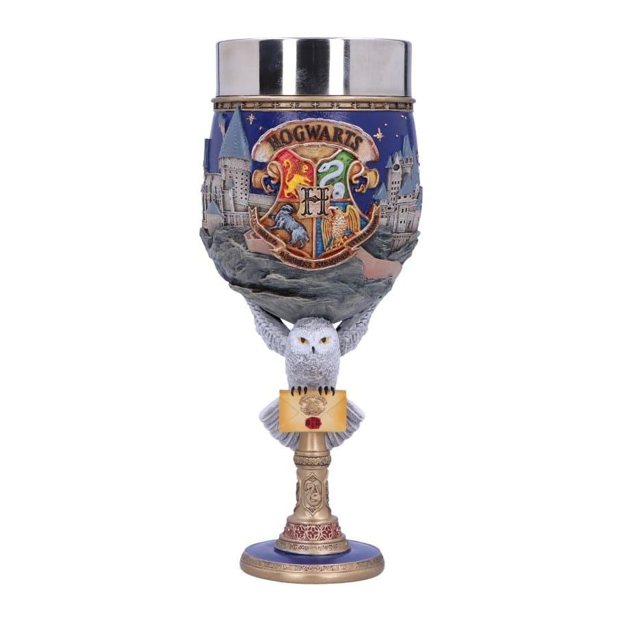 Harry Potter Hogwarts collectible goblet with house crest and Hedwig the owl