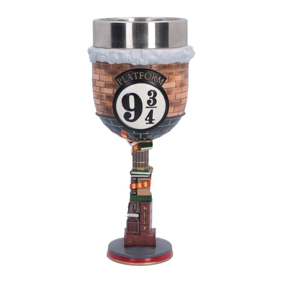 Harry Potter Platform 9 3/4 goblet with the platform sign and the Hogwarts Express