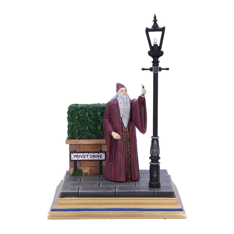 Harry Potter Privet Drive figurine with Dumbledore gazing up at the street lamp