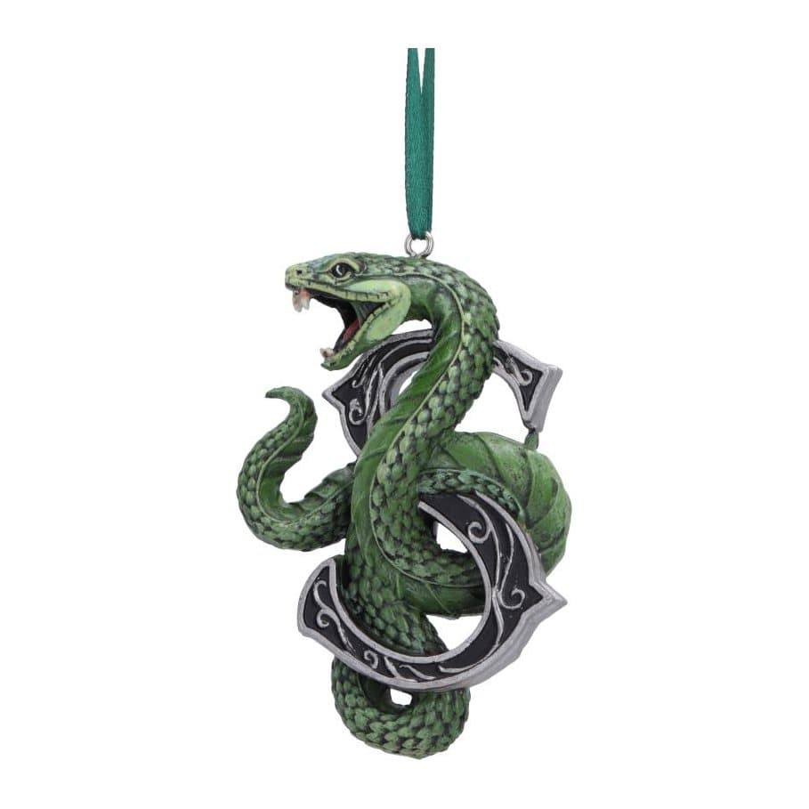 Harry Potter Slytherin mascot ornament: black and silver letter S with a snake