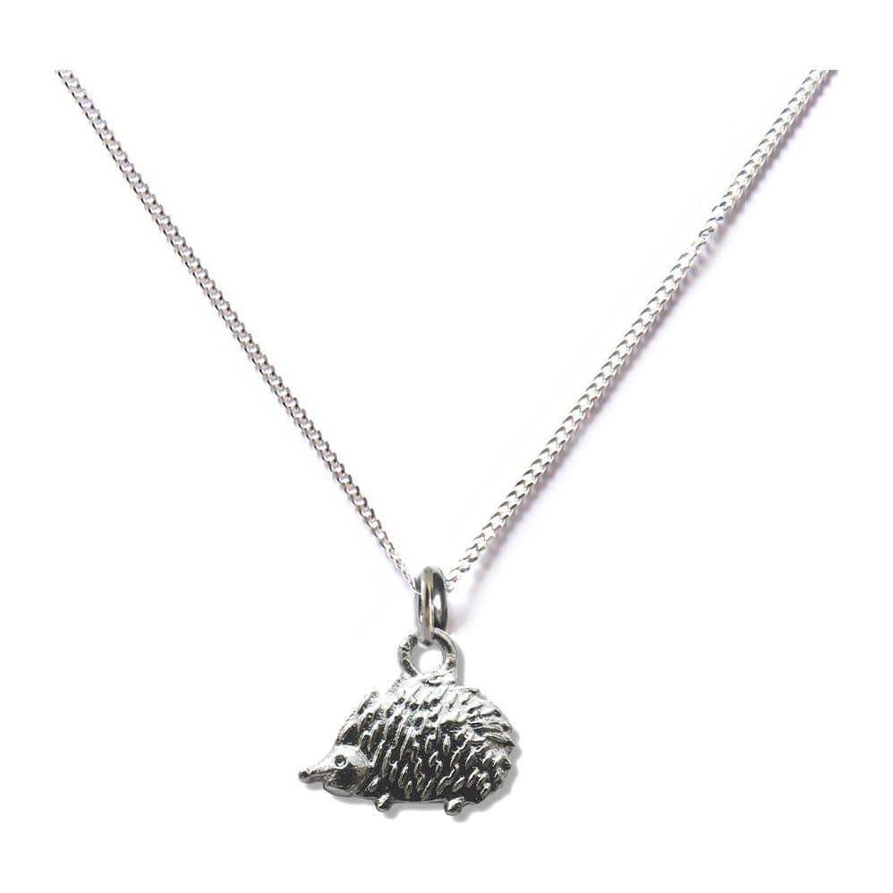 Hedgehog charm necklace with a sterling silver chain