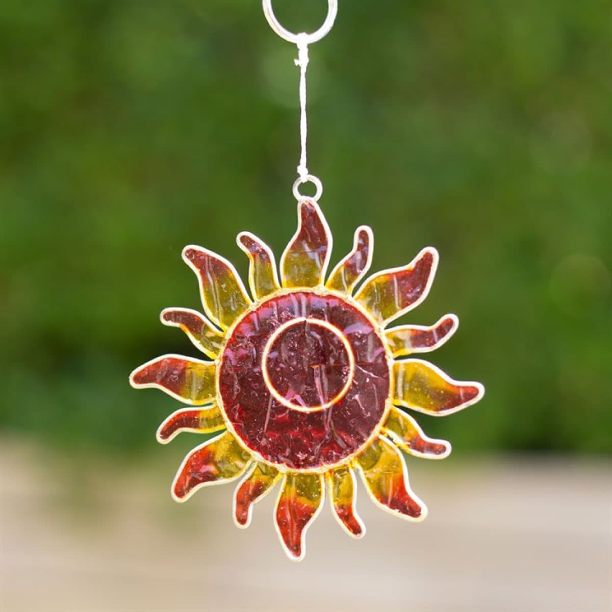 Sun-shaped resin suncatcher with a Hello Sunshine hang tag