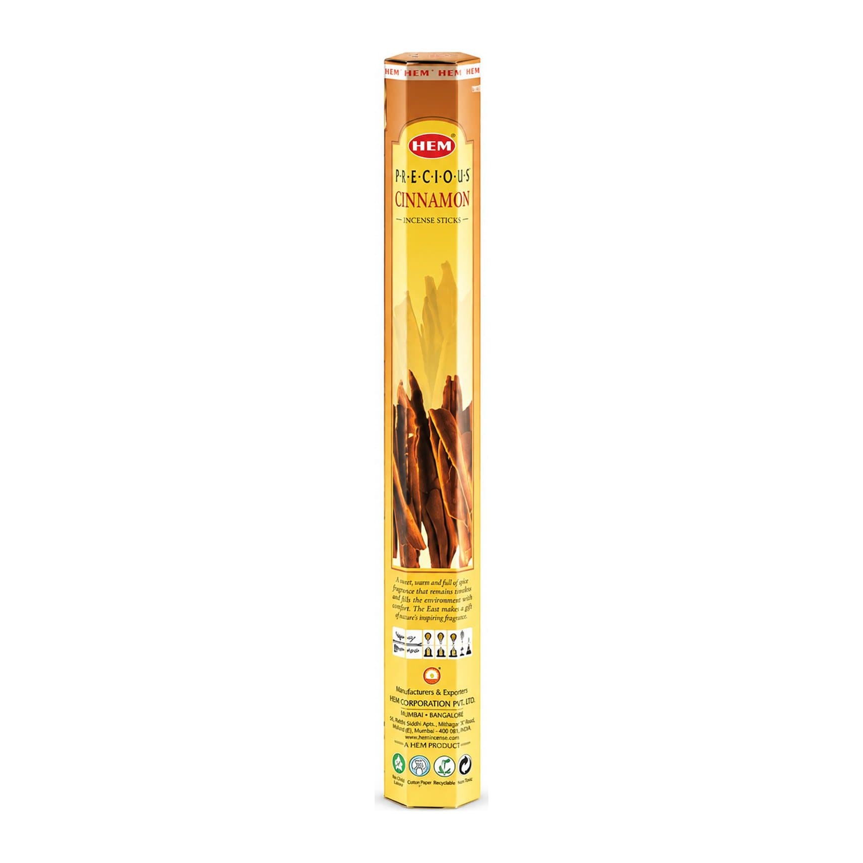 HEM Precious Cinnamon hexagonal incense, pack of 3