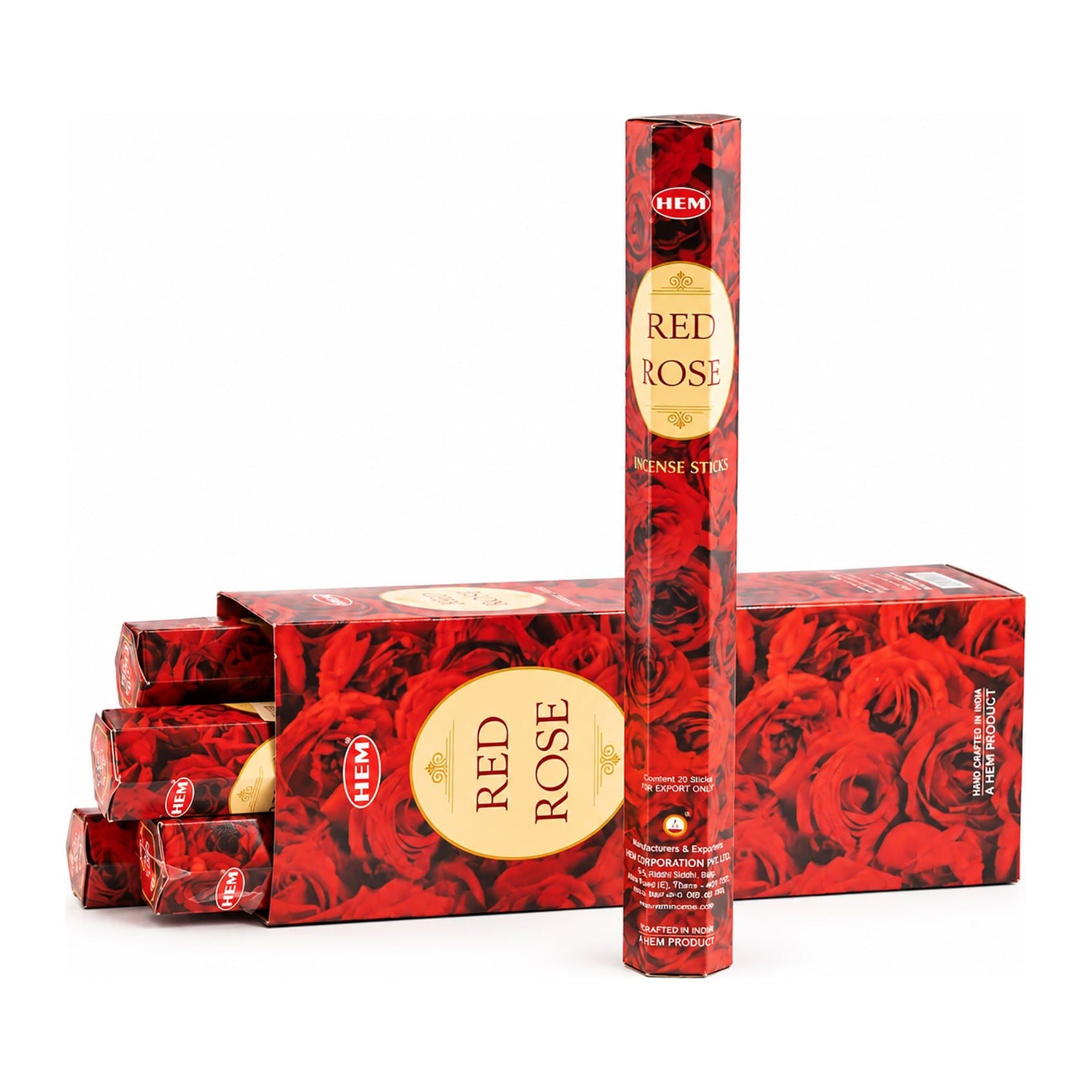 Hexagonal packs of HEM Red Rose incense sticks