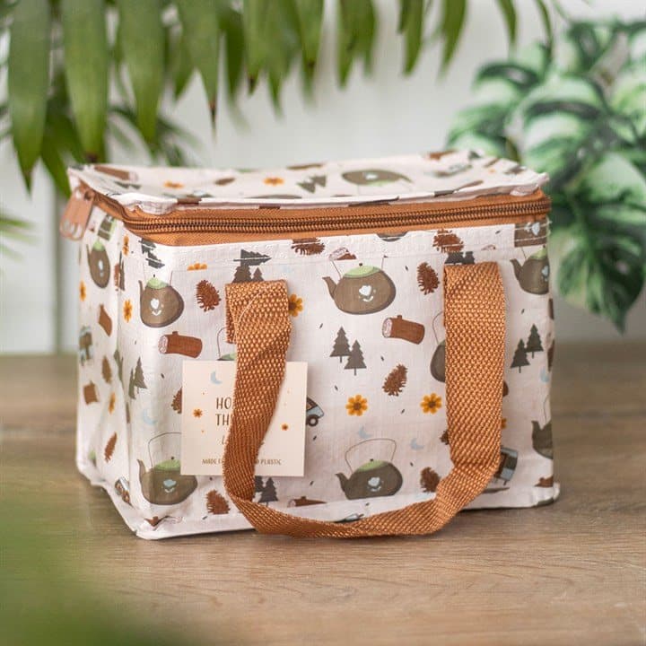 Lunch bag with a fun camping pattern