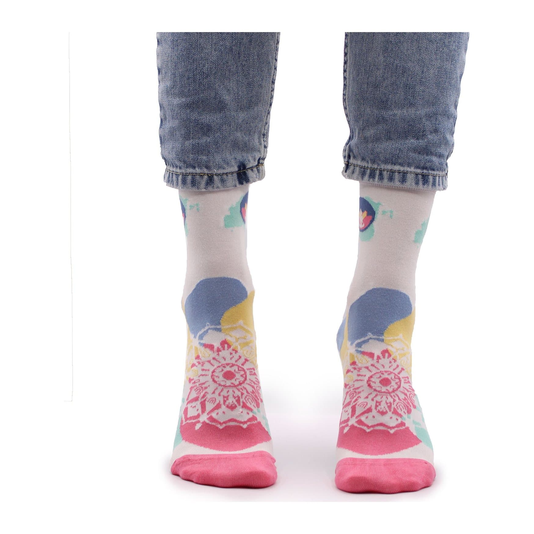 Hop Hare bamboo socks with a Meditation design