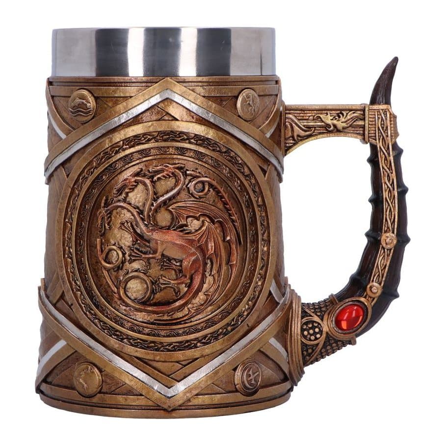 House of the Dragon Targaryen tankard with a three-headed dragon sigil