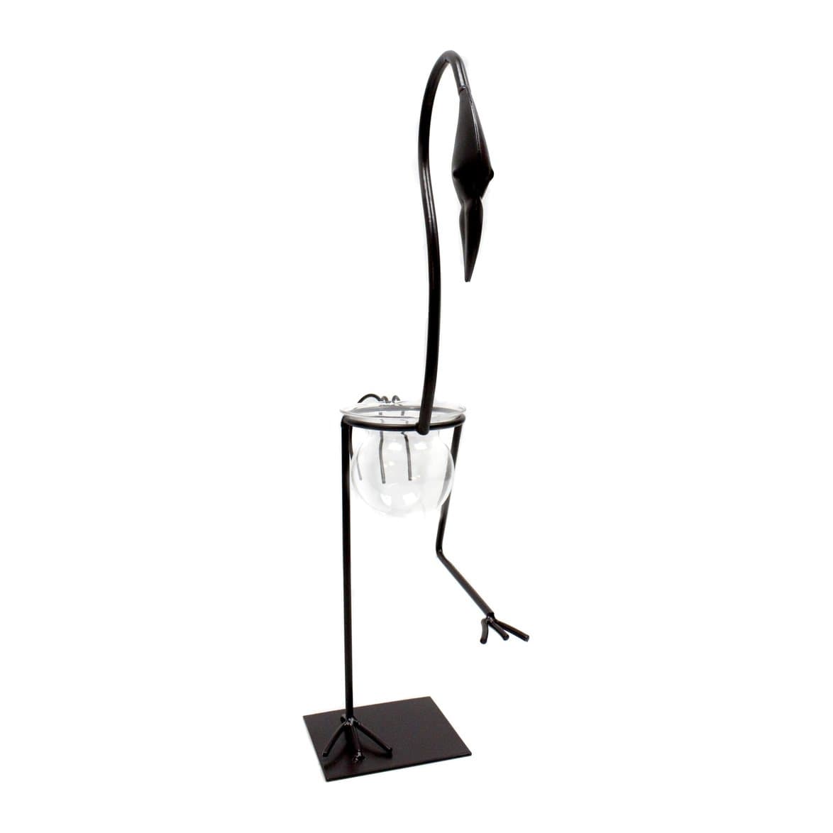 Tall flamingo hydroponic pot stand with a glass tube in an industrial frame