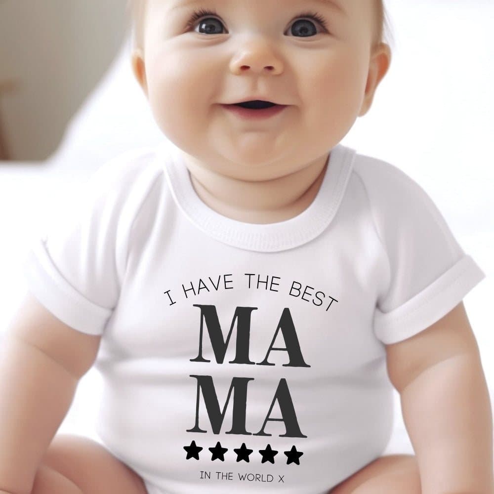 Personalised Best Mama baby outfit with the Best Mama artwork