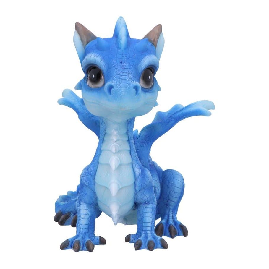 Ice Dragonling blue dragon figurine with large black eyes, sitting upright