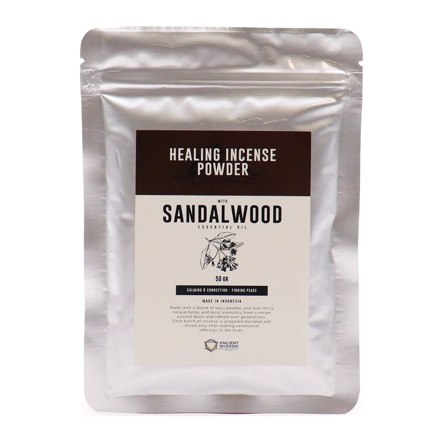 Sandalwood incense powder, pack of 2, 50 g each