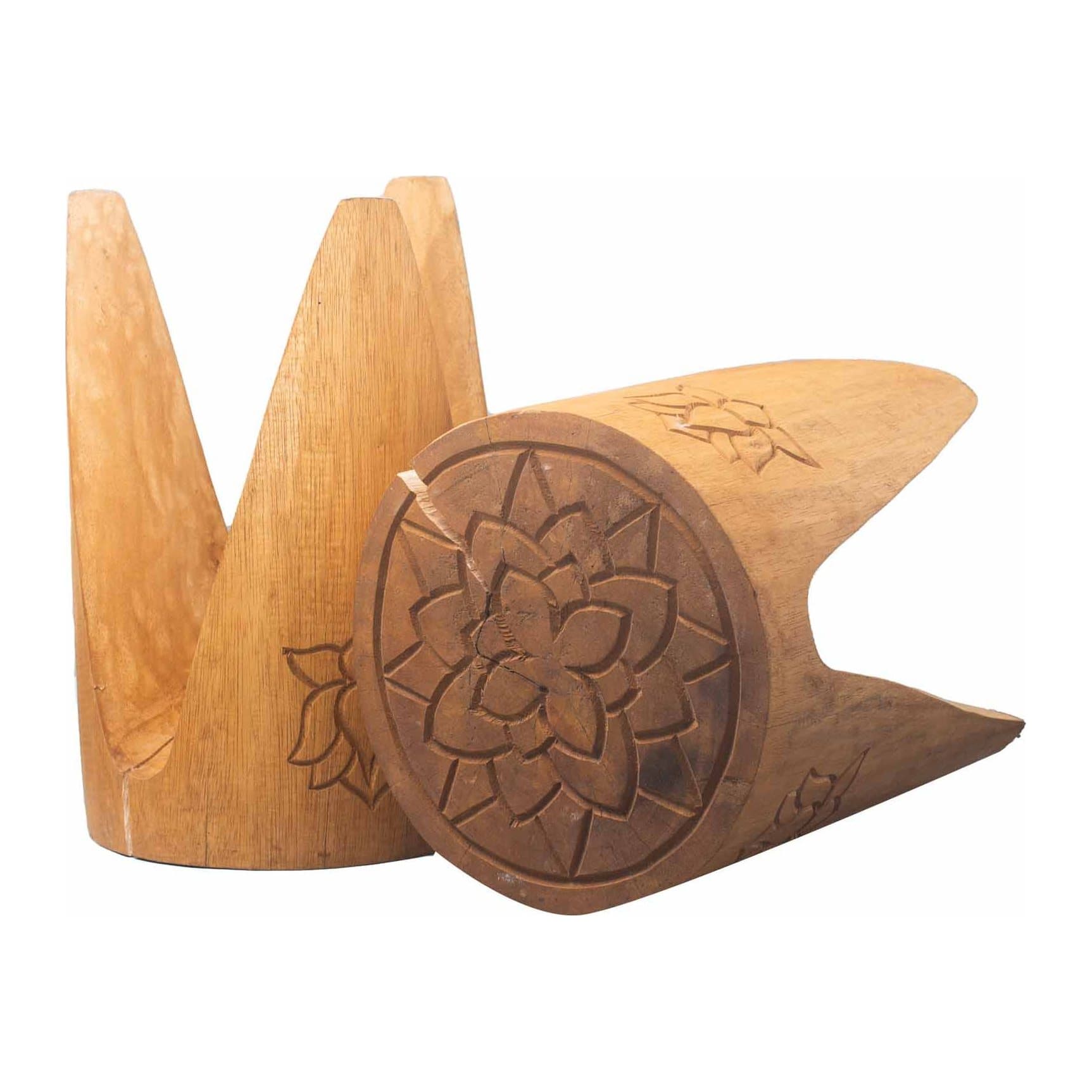 Set of 2 natural wood interlocking tables or stools
