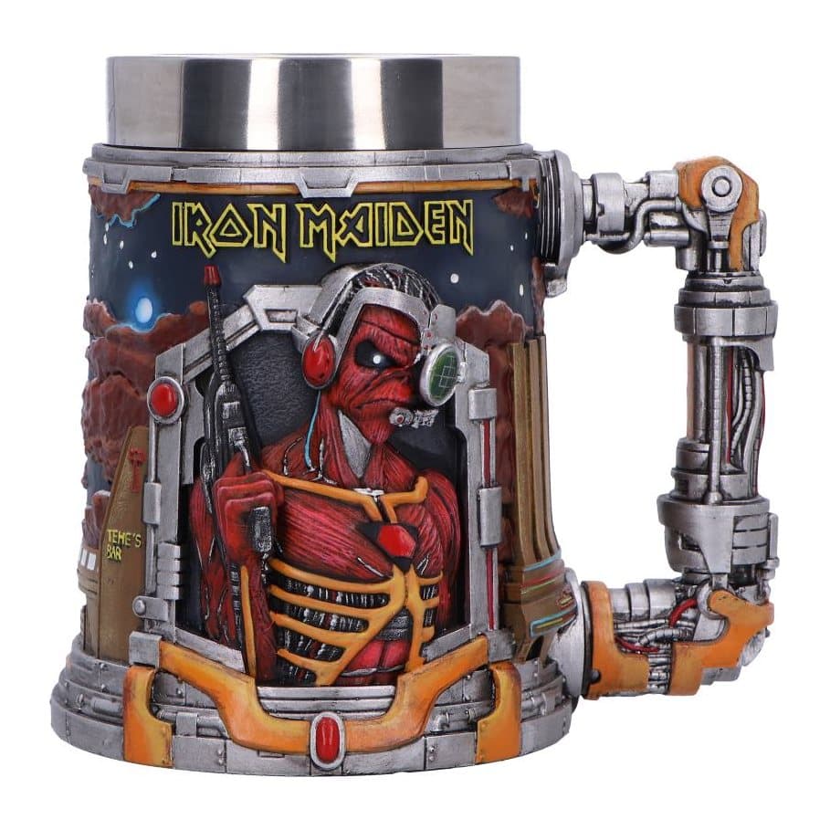 Iron Maiden Somewhere In Time tankard with 3D Eddie cyberpunk design