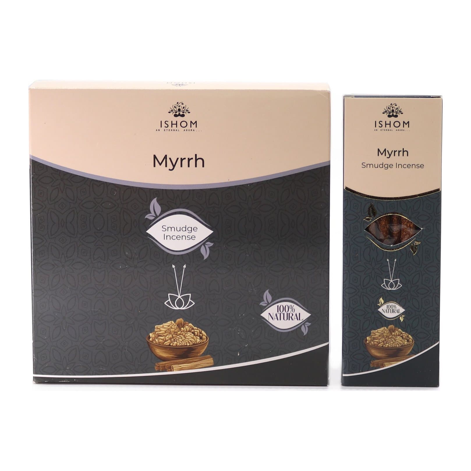 Myrrh smudge incense on bamboo sticks, pack of 2
