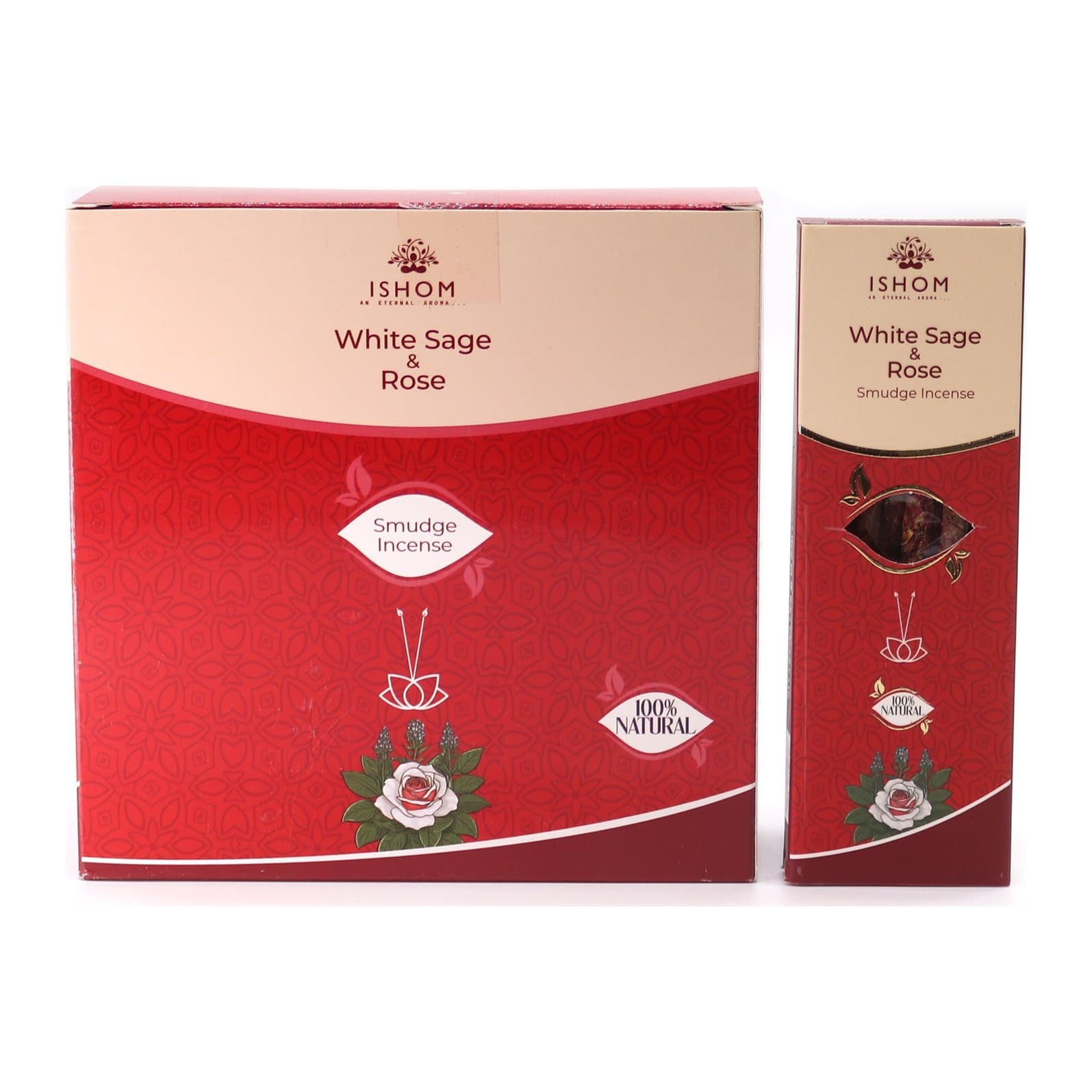 Pack of two smudge incense sticks in White Sage and Rose