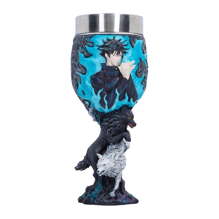 Megumi Fushiguro goblet with blue energy artwork and Divine Dogs on the handle