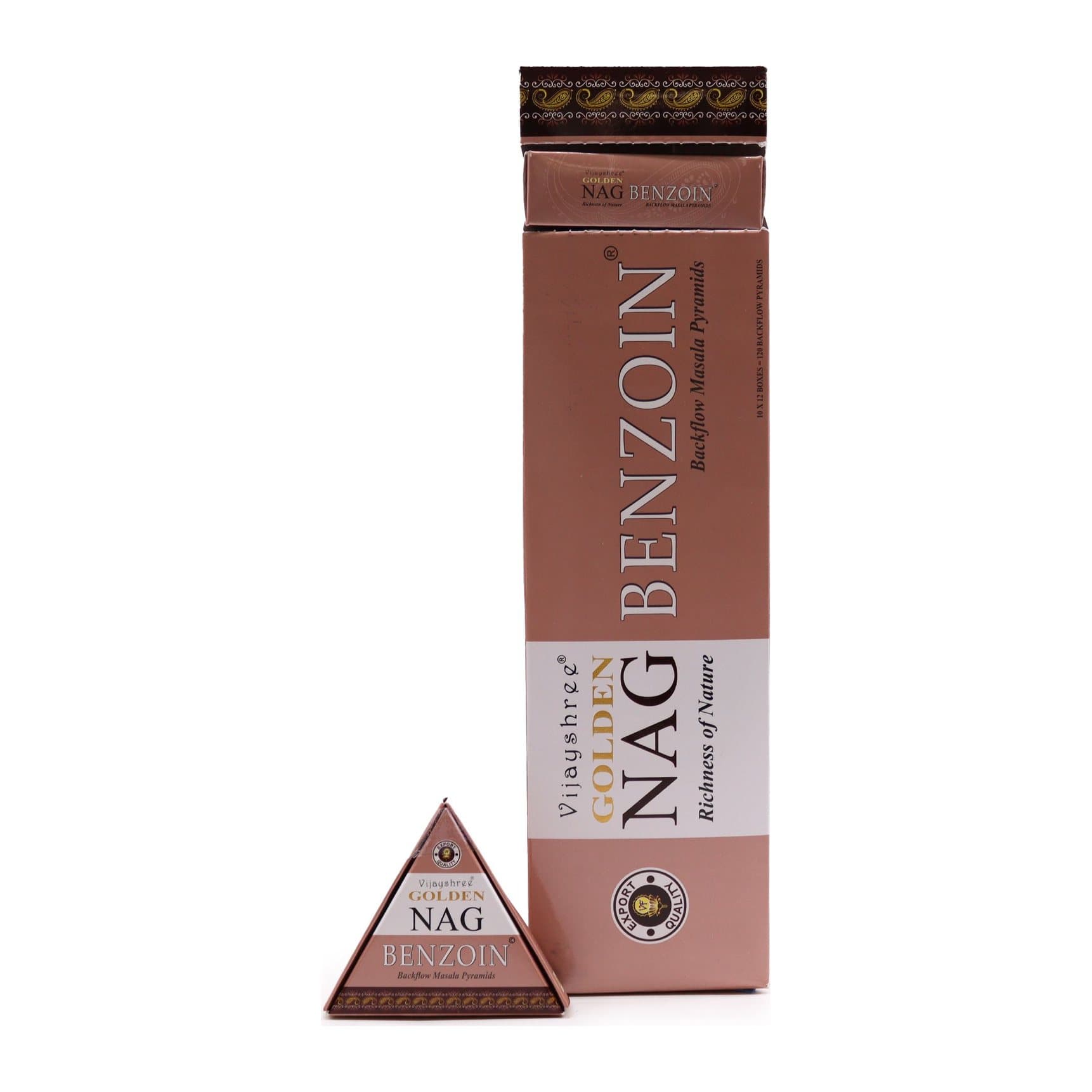 Golden Nag benzoin backflow incense cones, pack of 3