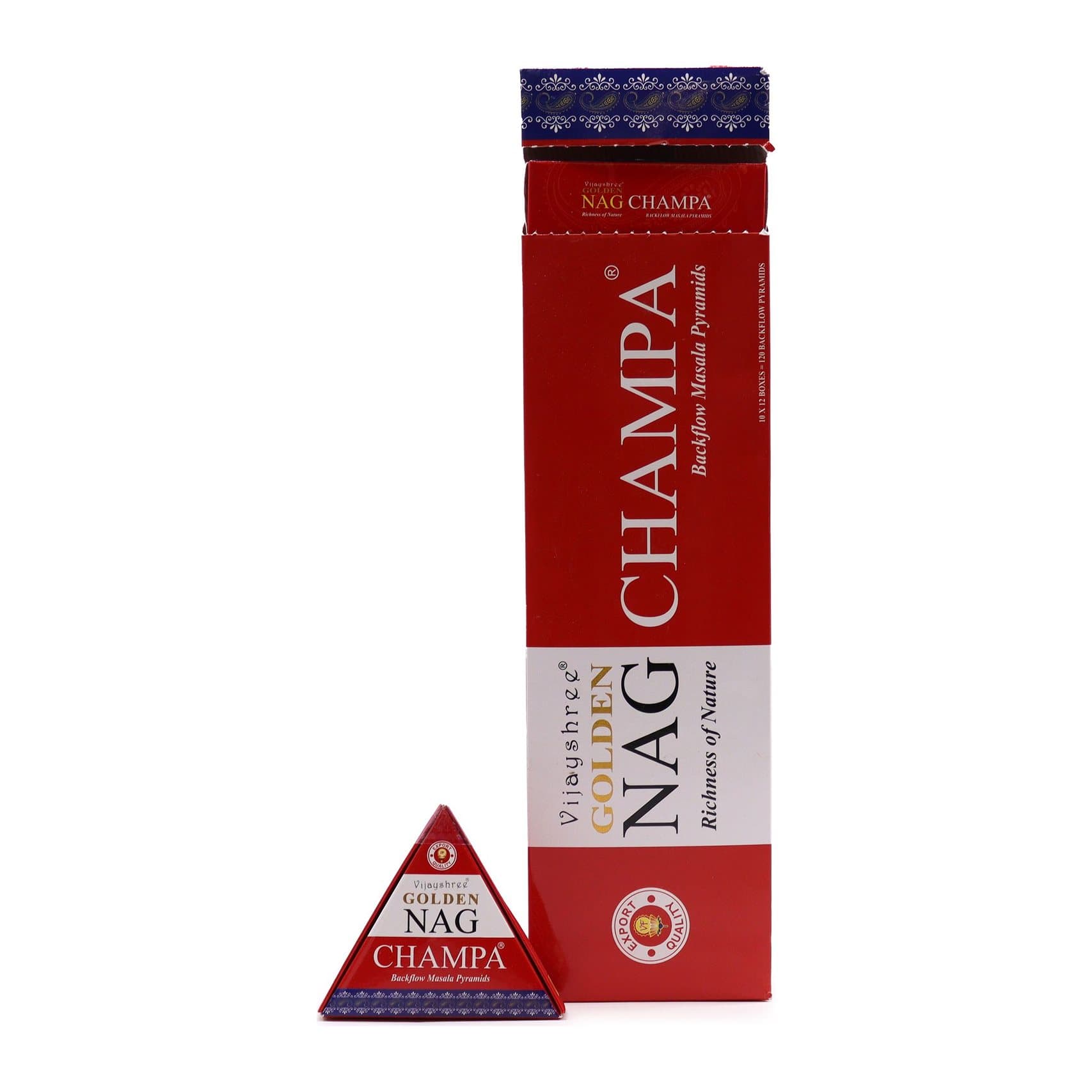 Pack of 3 Golden Nag Champa backflow incense cones