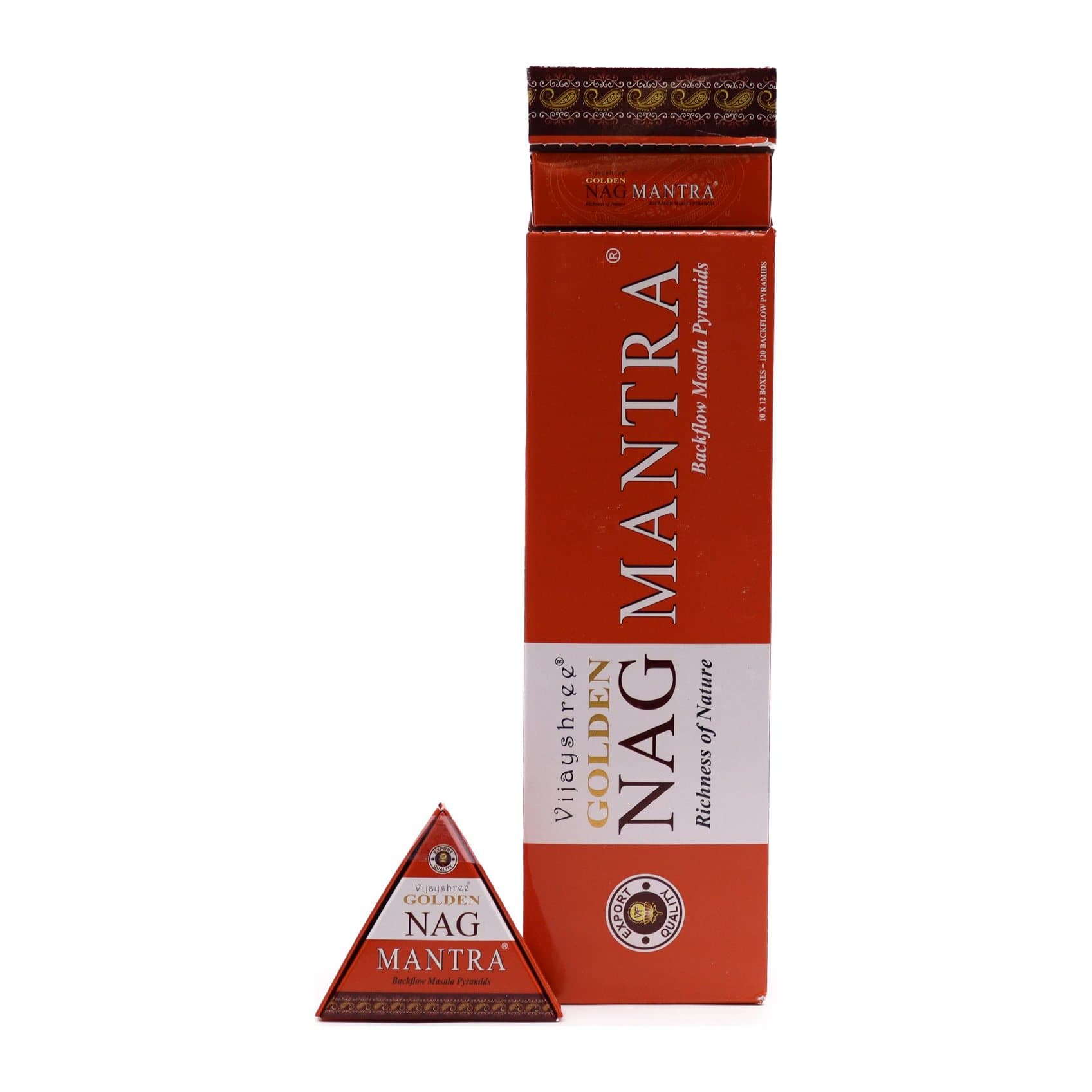 Pack of Mantra backflow incense cones from the Jumbo Golden Nag range