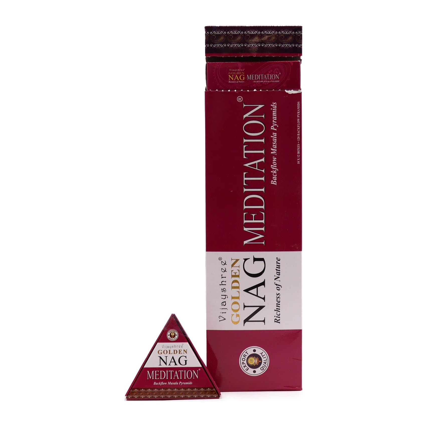 Jumbo Golden Nag Meditation backflow incense cones, pack of 3