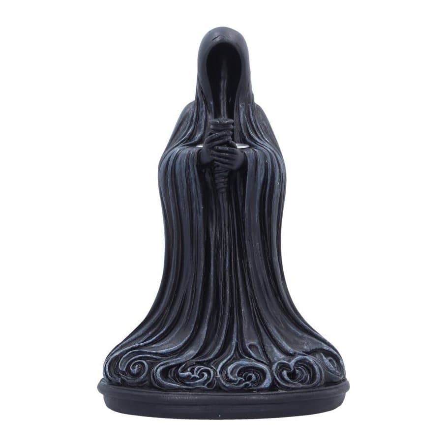 Gothic hooded figure incense burner with outstretched arms, hand-painted in resin