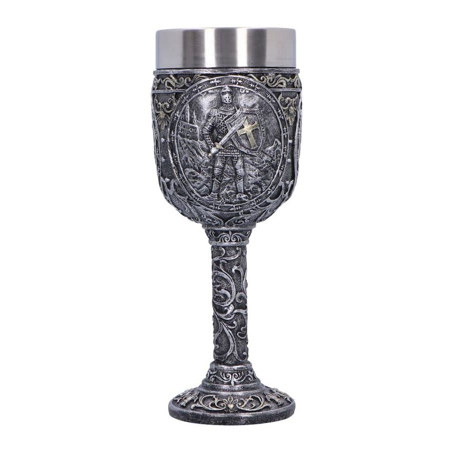 Knight of Honour goblet with medieval knight panels and a silver finish