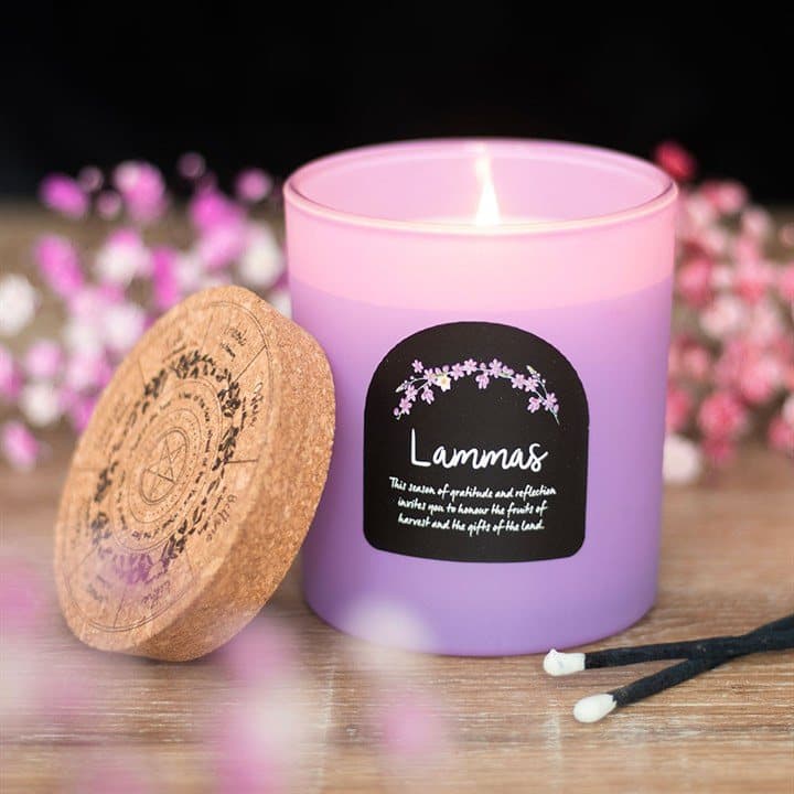 Lammas cinnamon and orange candle with a rustic cork lid
