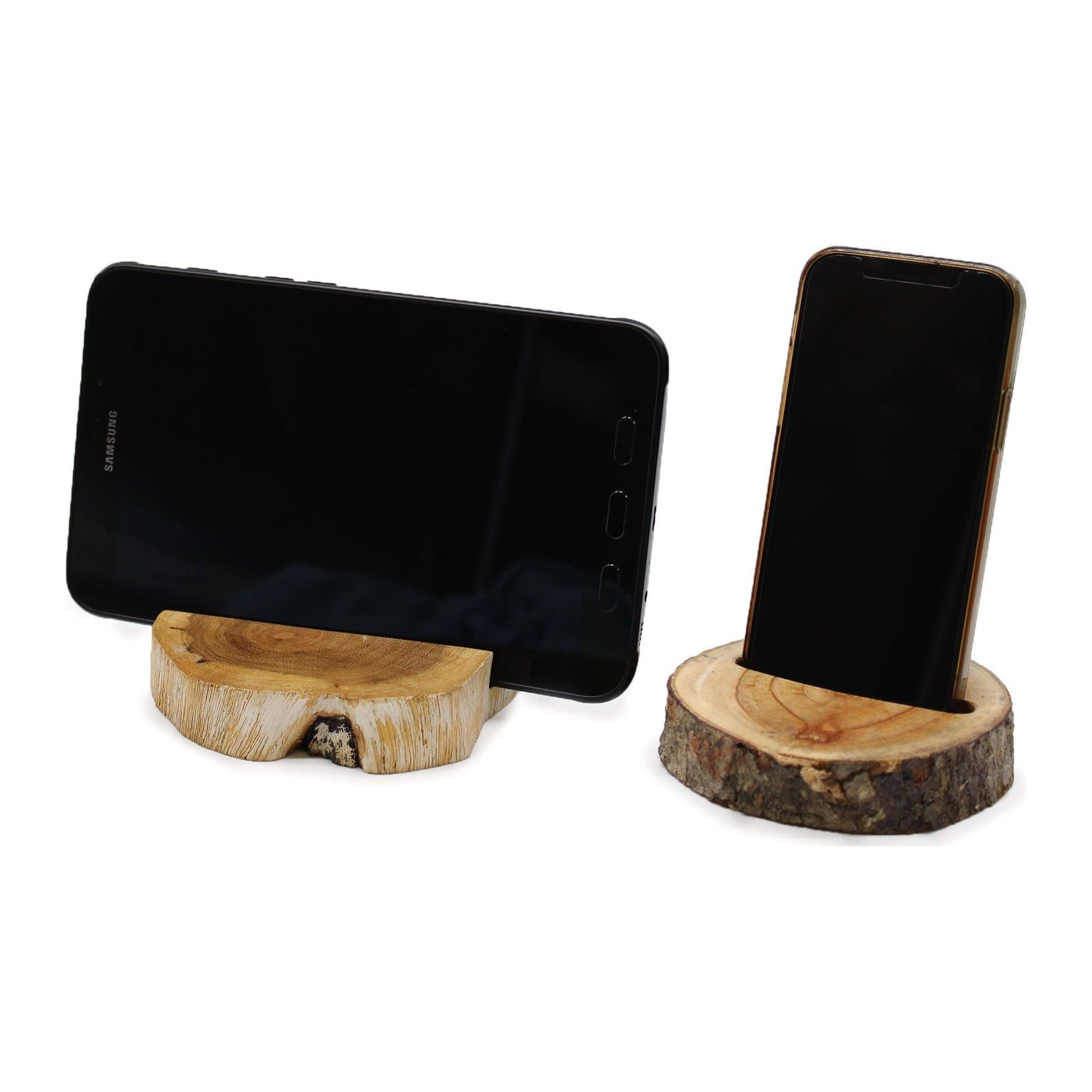 Whitewash wooden phone holder made of gamal wood