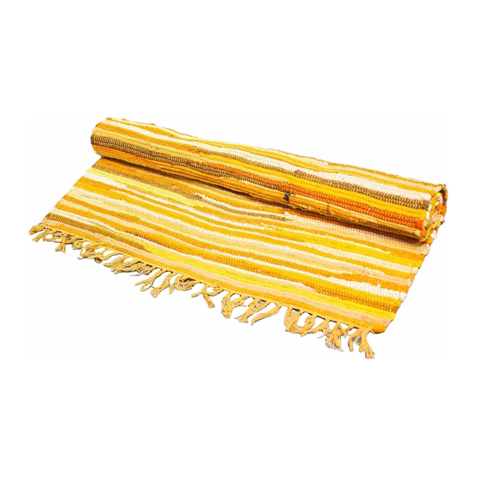 Large sunrise orange cotton rag rug, 150 x 90 cm