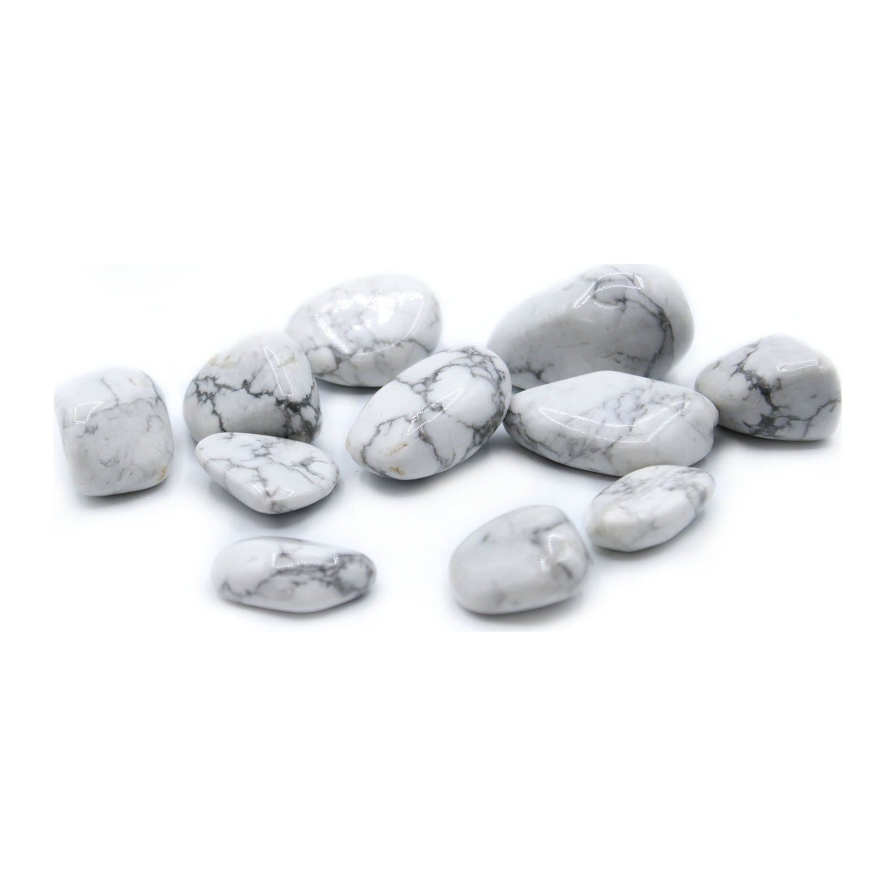 Pack of 24 polished white howlite tumble stones