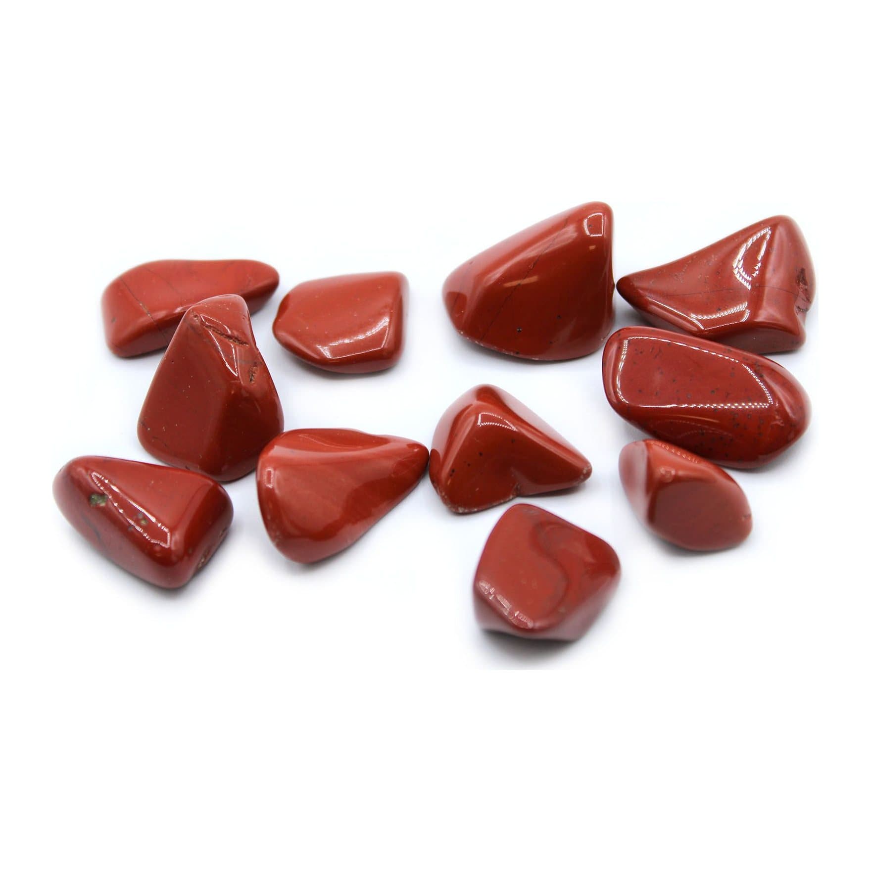 Bag of tumbled red jasper gemstones