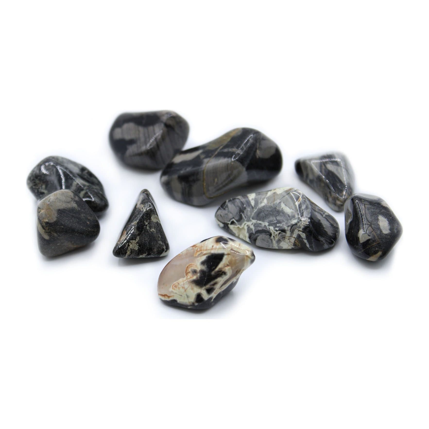 Silverleaf jasper tumble stones, a bag of 24 polished stones