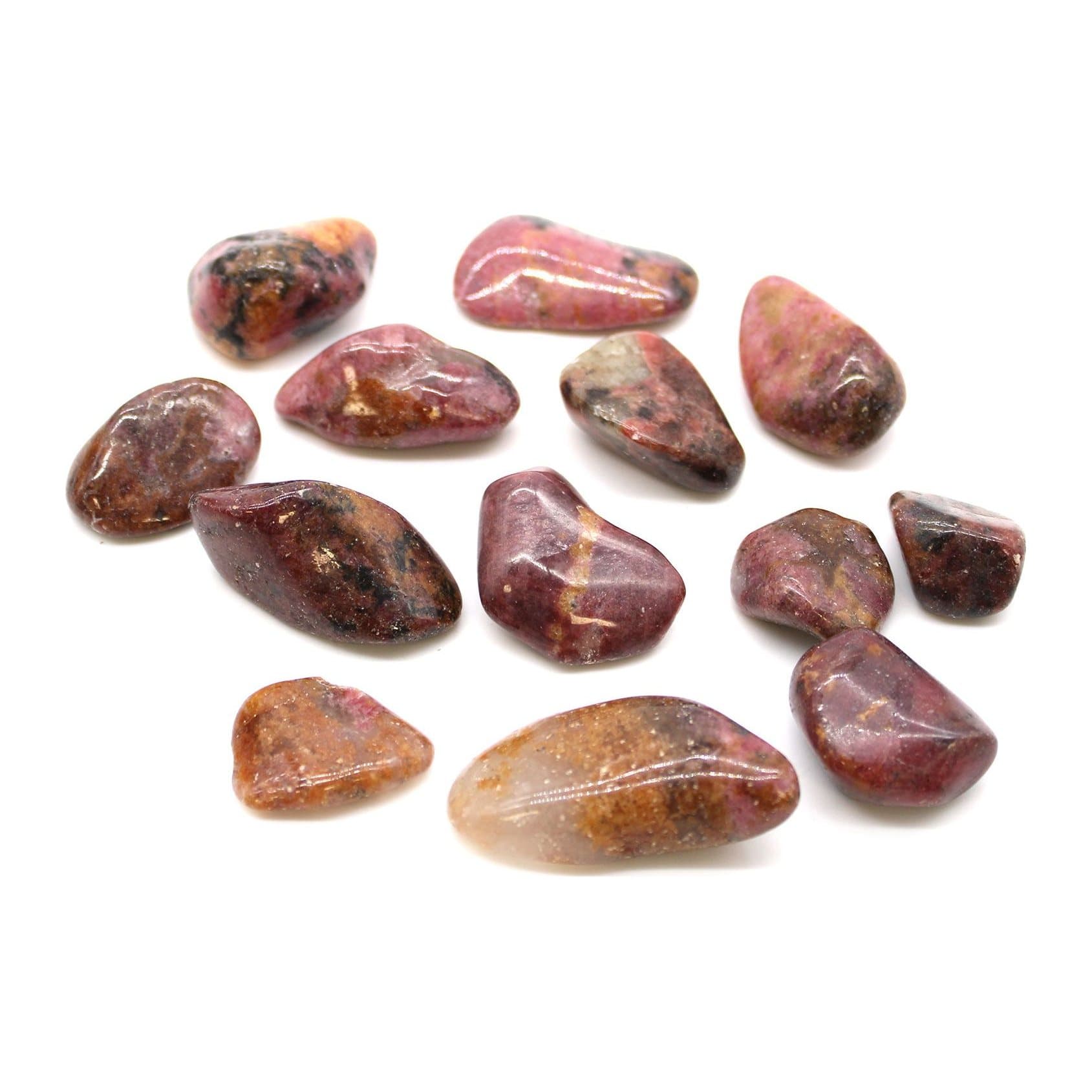 Pack of 24 polished rhodonite tumble stones