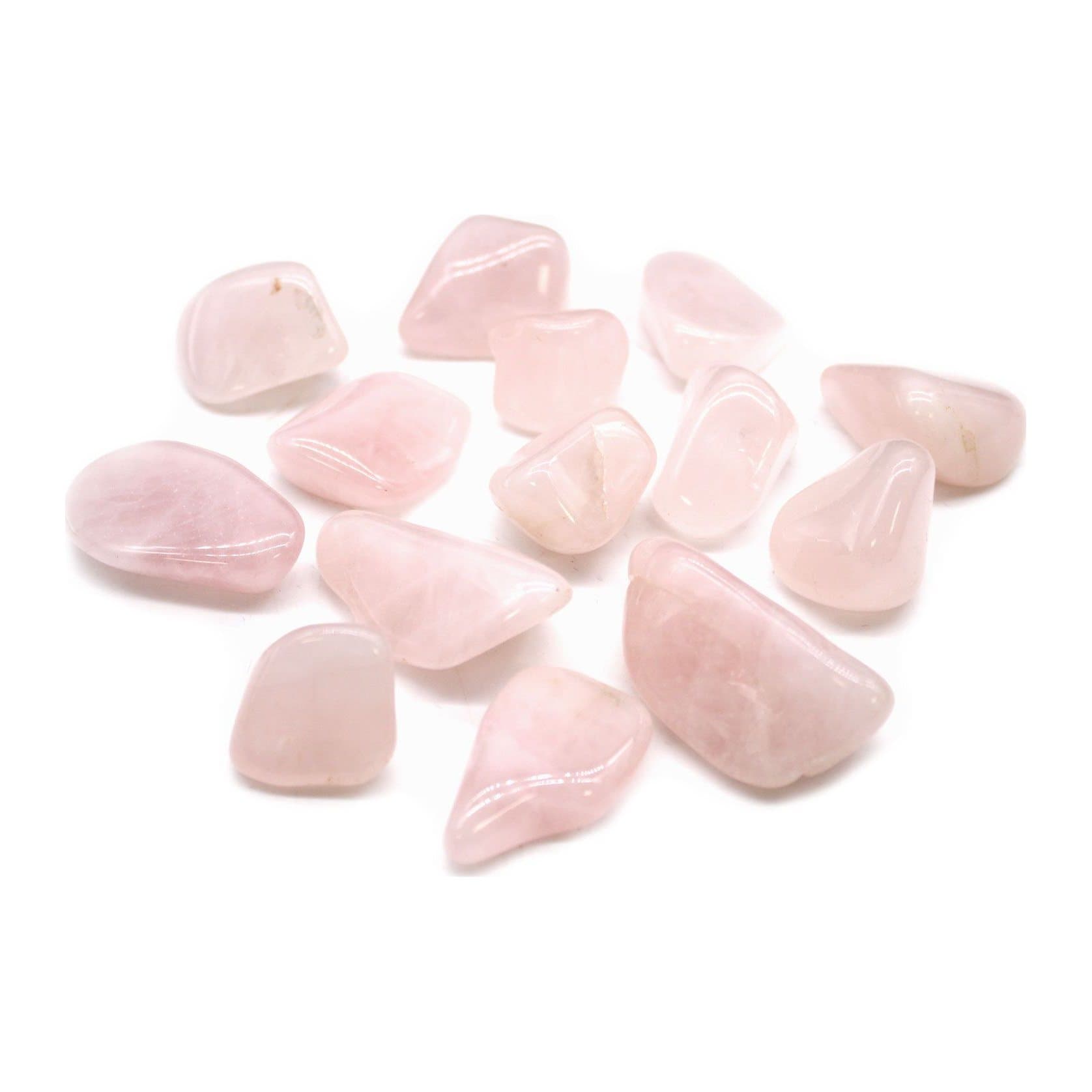 Rose quartz tumble stones, a bag of 24 polished gemstones