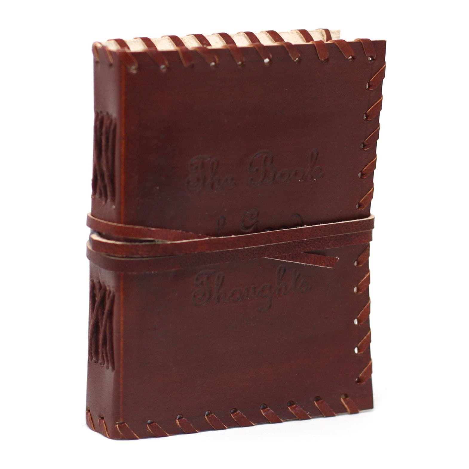 Leather Book of Thoughts notebook with buckle and wrap-around thong