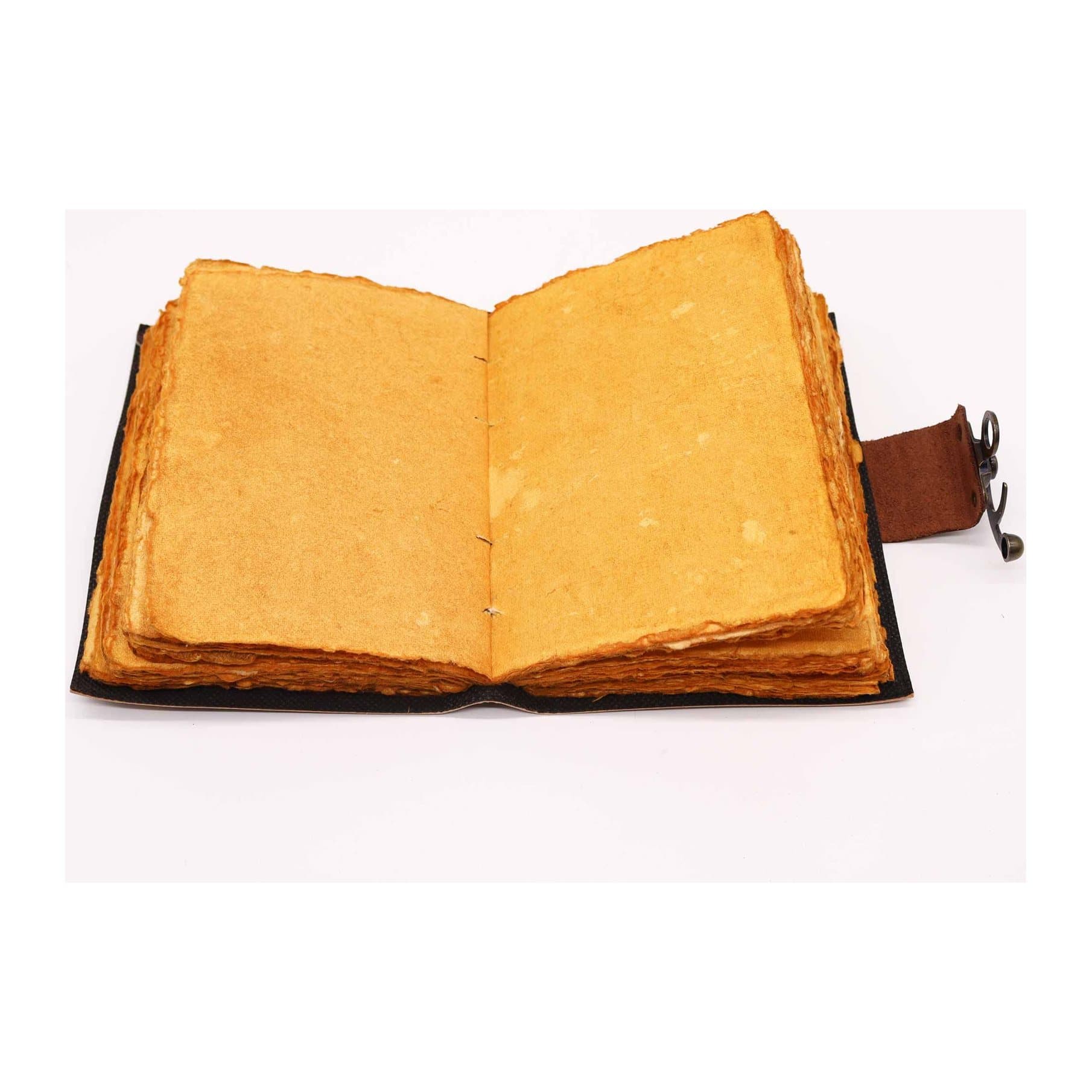 Leather notebook with a lotus mandala on the cover and a clasp