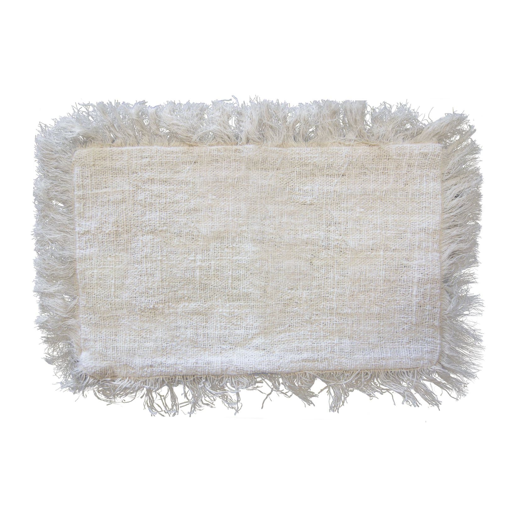 Linen cushion cover with fringe, 30 x 50 cm