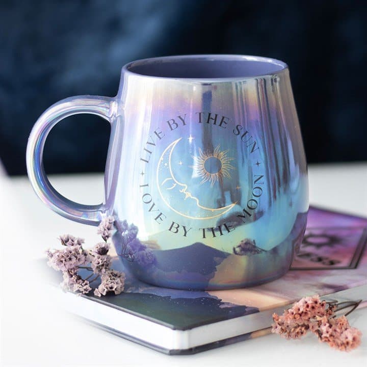 Live by the Sun Love by the Moon iridescent mug