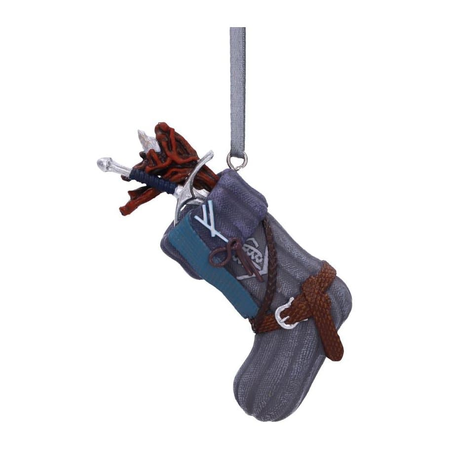 Gandalf hanging ornament with a stocking, sword and wizard staff, Lord of the Rings