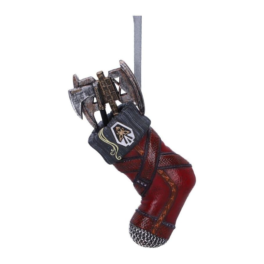Gimli stocking ornament with helmet symbol and battle axes