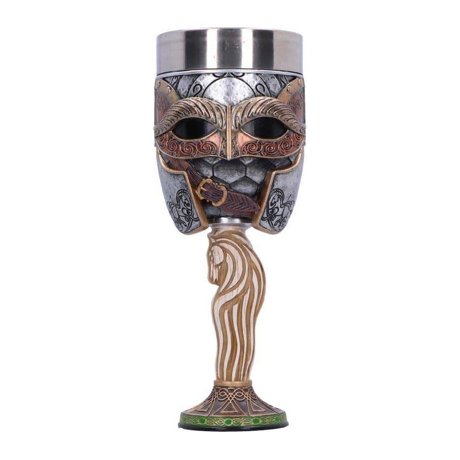 Lord of the Rings Rohan goblet with a green shield and white horse stem