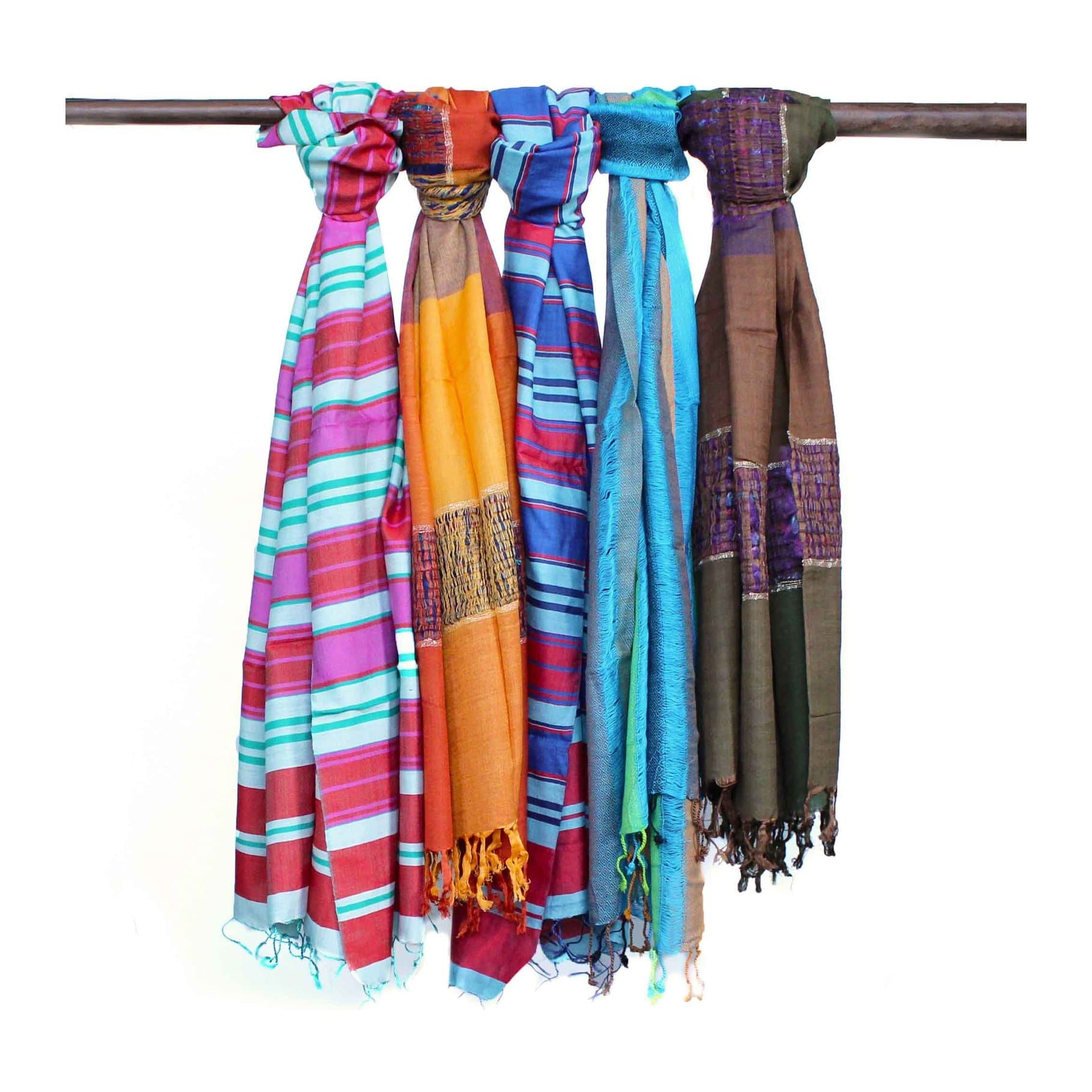 Large Indian boho scarf in random blues