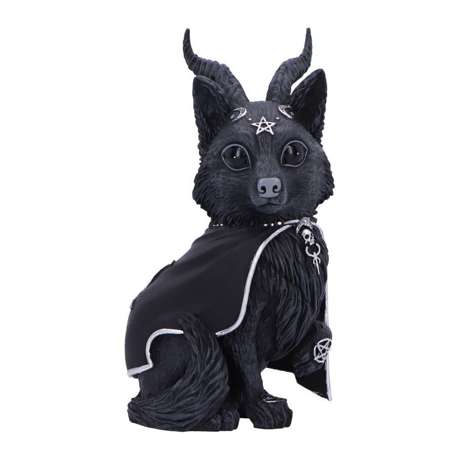 Lycarion gothic figurine in a black cape with silver symbols