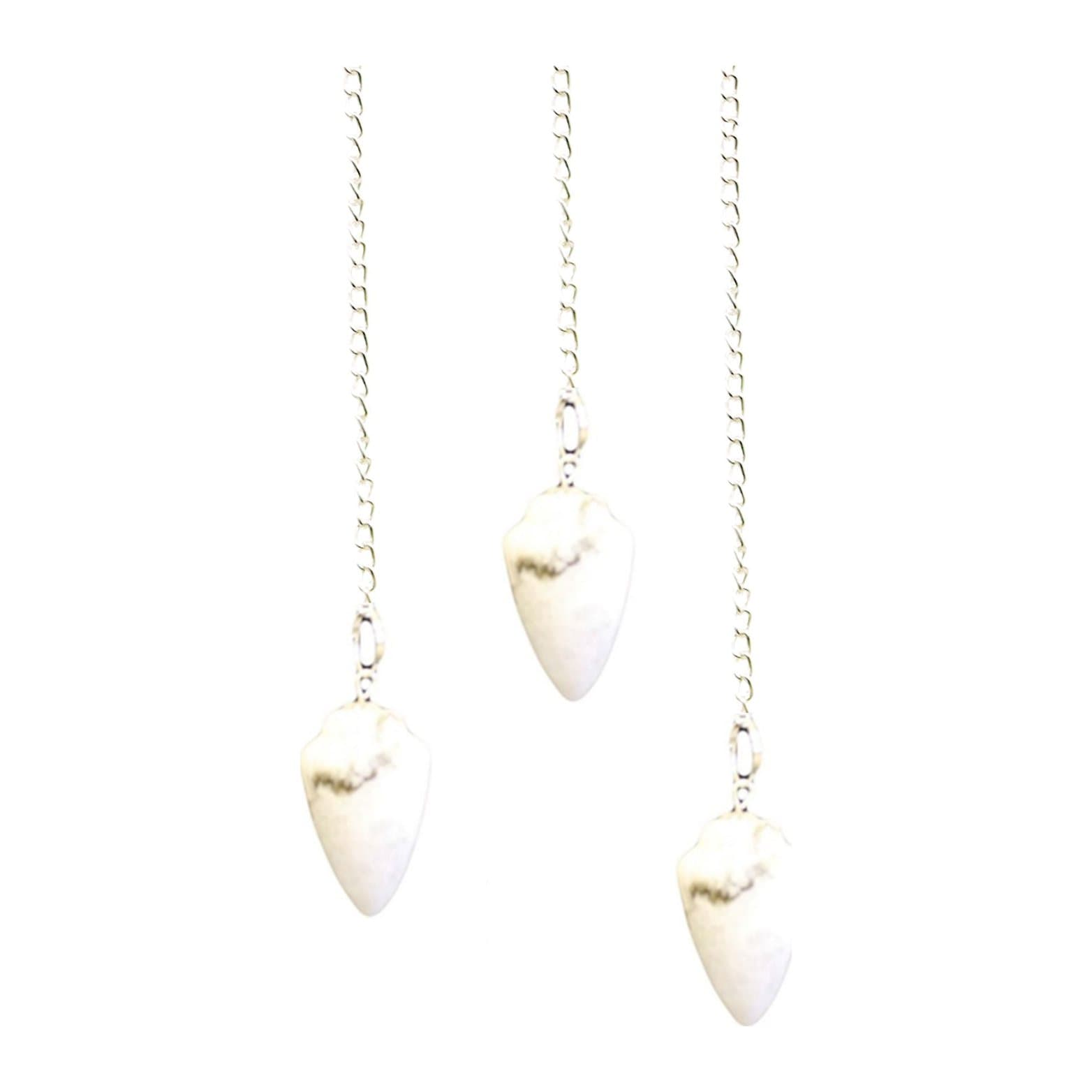 Rainbow moonstone gemstone pendulum on a silver plated chain