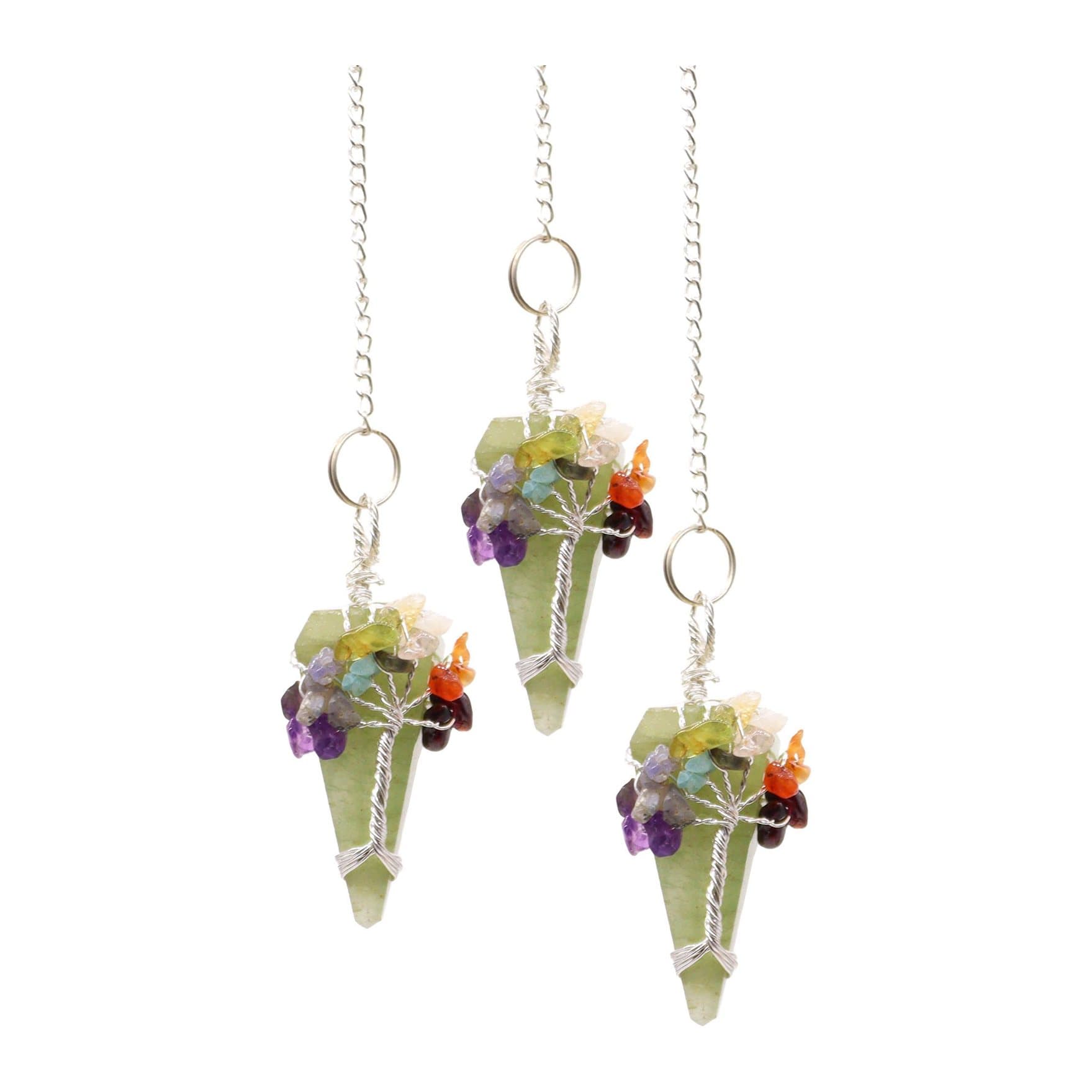 Magic Pendulum Seven Chakra Aventurine on a metal chain