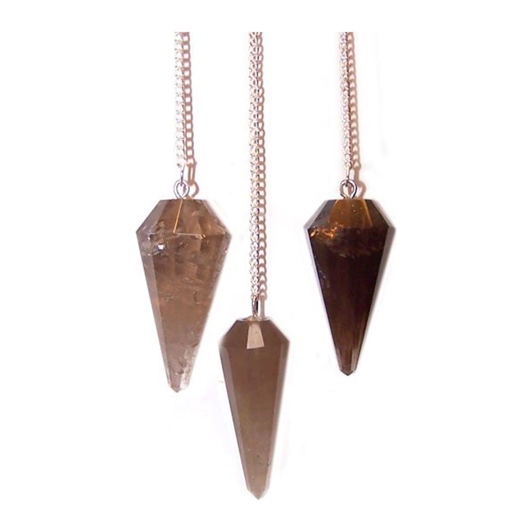 Smoky quartz gemstone pendulum on a silver plated chain