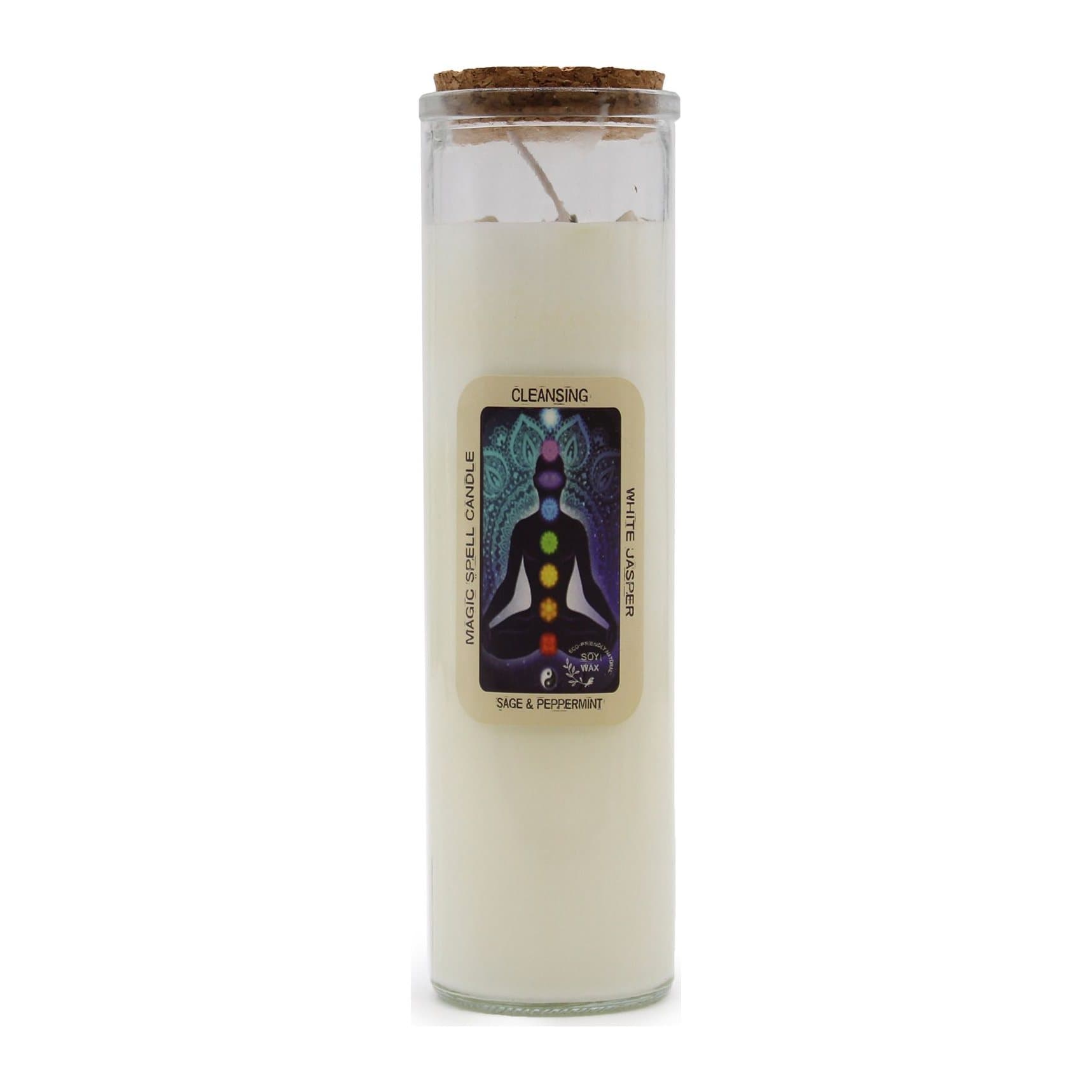 Soy wax Cleansing candle in a glass tube with white jasper