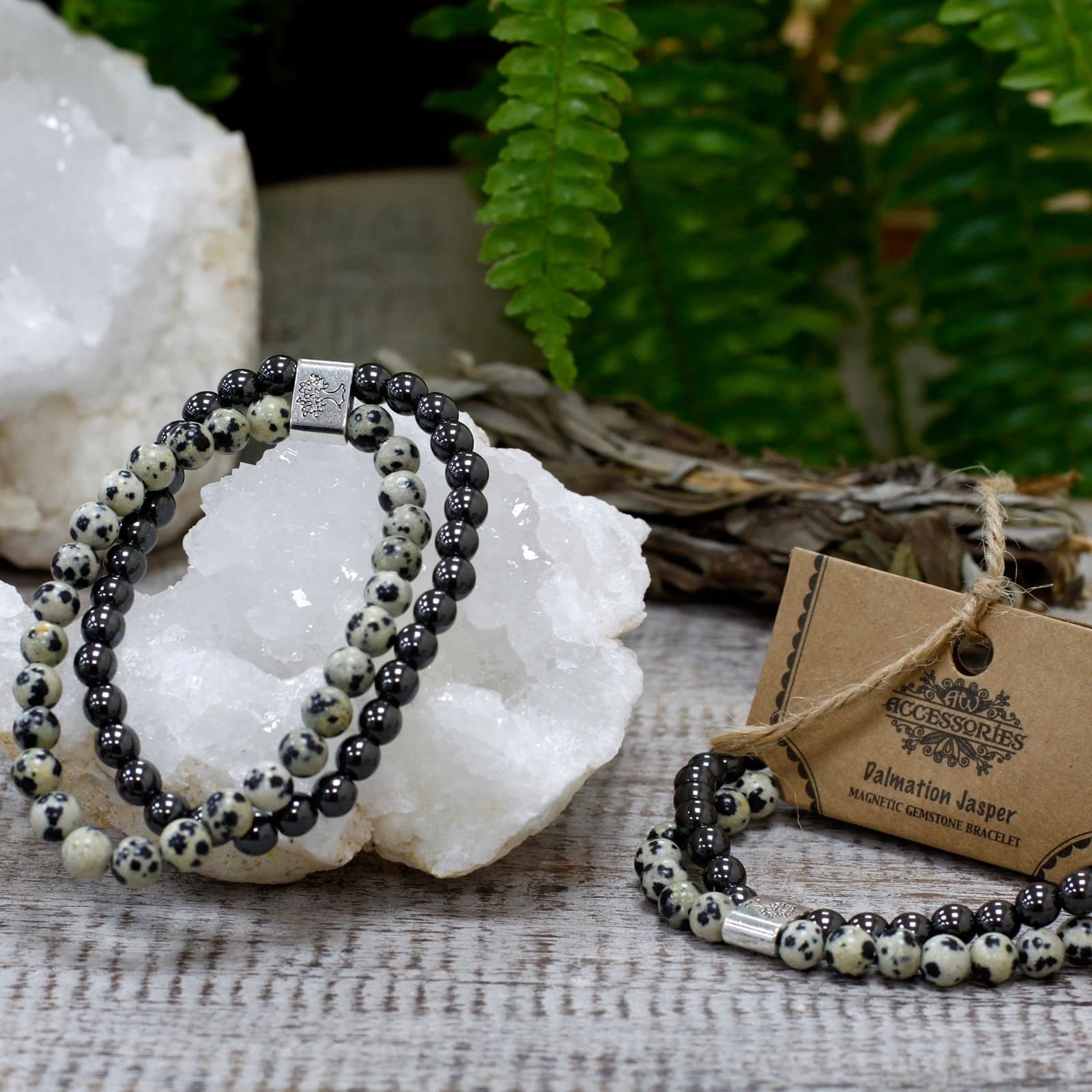 Magnetic gemstone bracelet in Dalmatian jasper